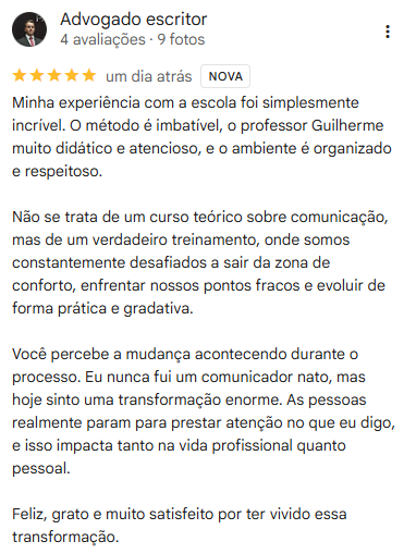 Avaliação Google de Advogado escritor